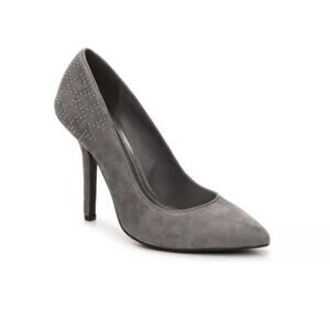 BCBGeneration grey jani suede studded slip-on heel 4” pump- size 6.5